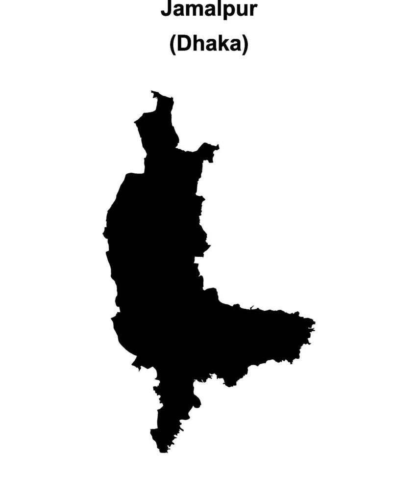 Jamalpur district blank outline map vector