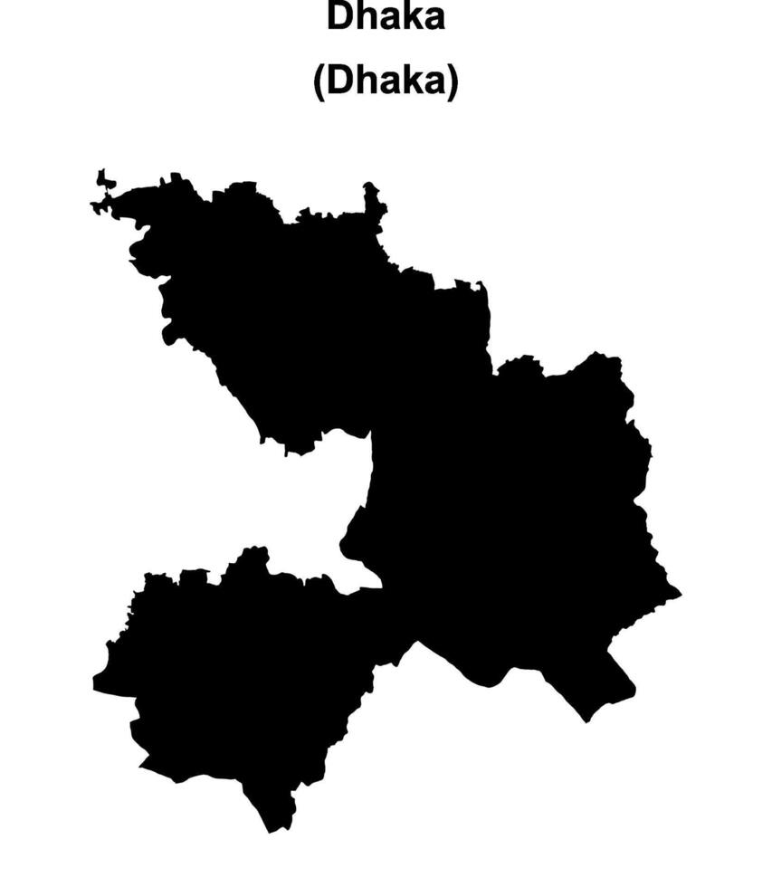 Dhaka district blank outline map vector