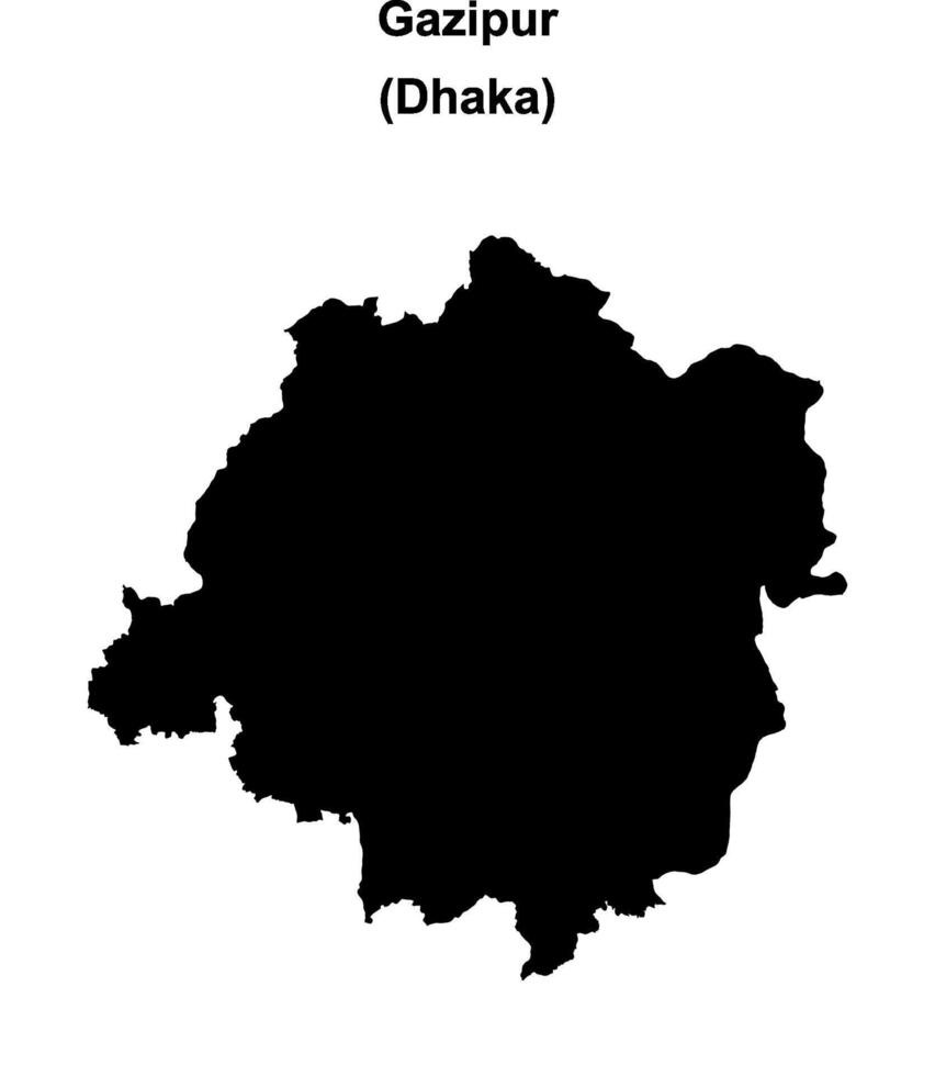 Gazipur district blank outline map vector