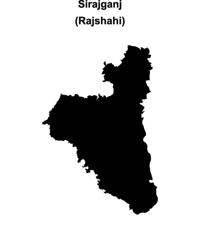 Sirajganj district blank outline map vector
