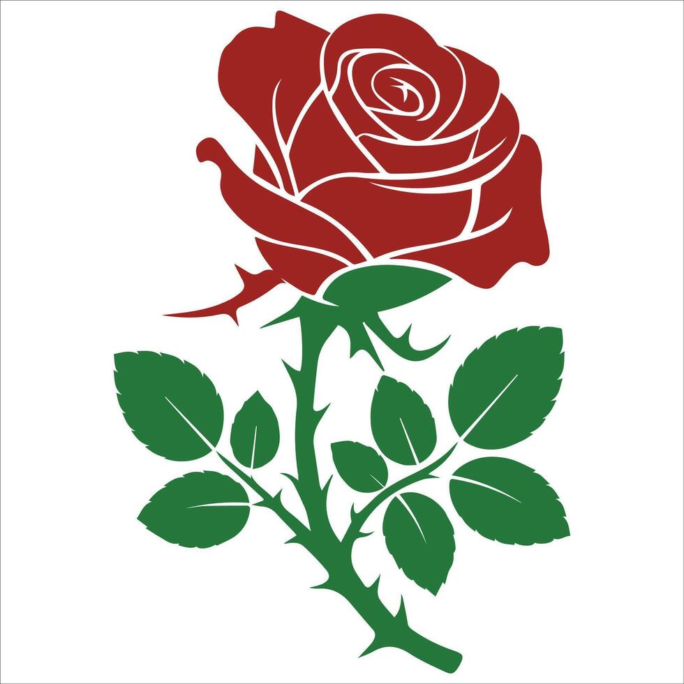 Floral Perfection Red Rose and Lush Greenery vector