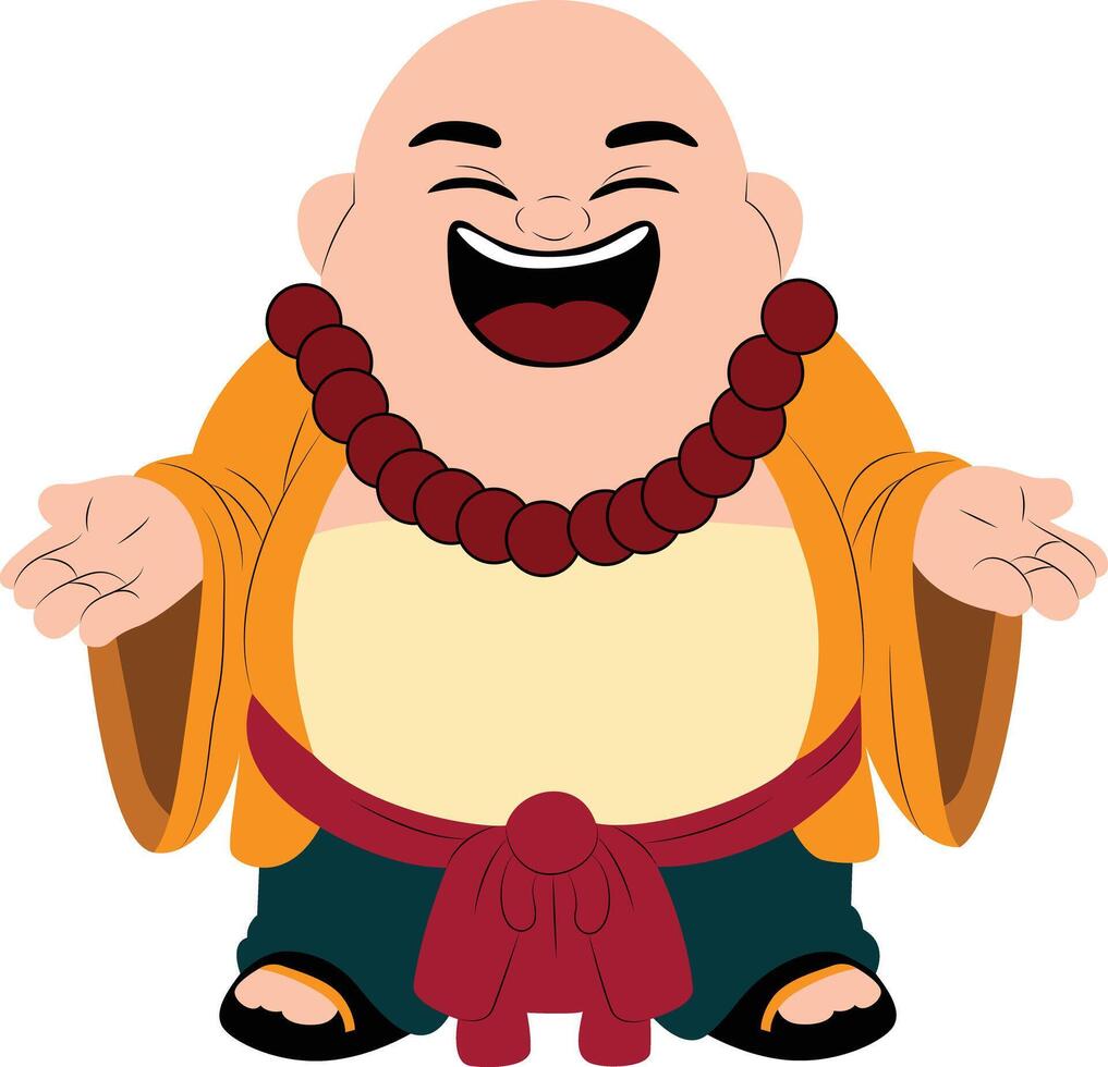 laughing Chinese Feng shui Budai cartoon vector