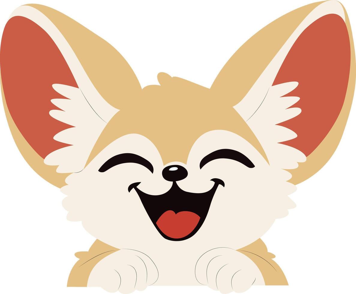 Happy Fennec Fox Cartoon peeking happy world animal day vector