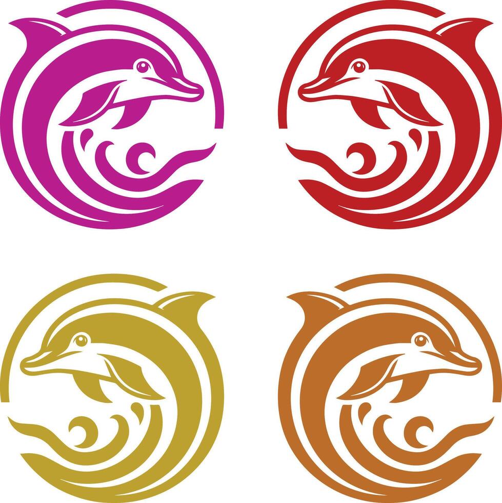 Retro Dolphin Leaping from Waves Symbolizing Energy and Ocean Connection vector