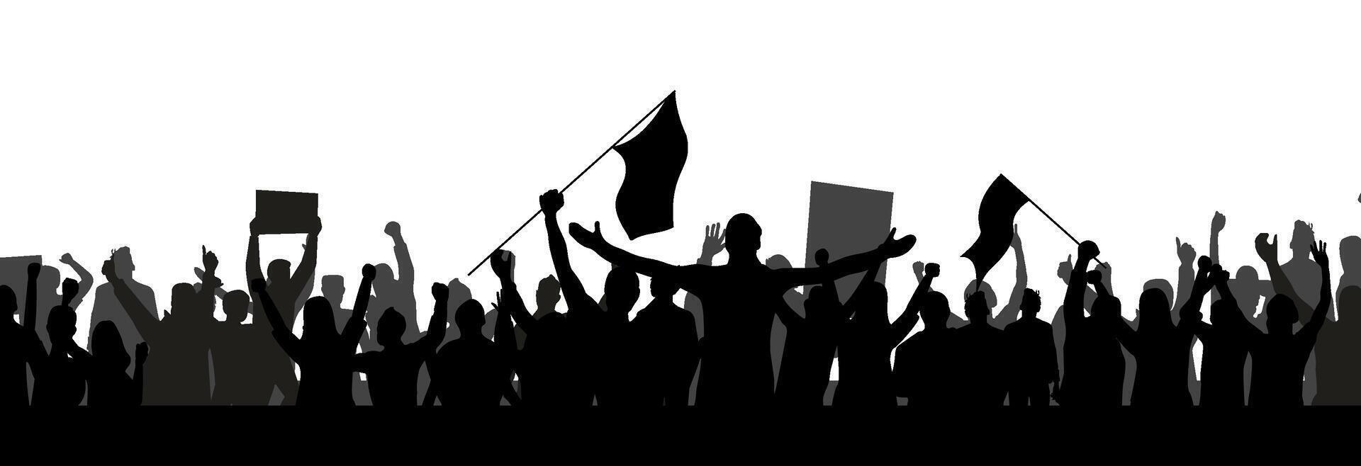 Protest crowd holding vector