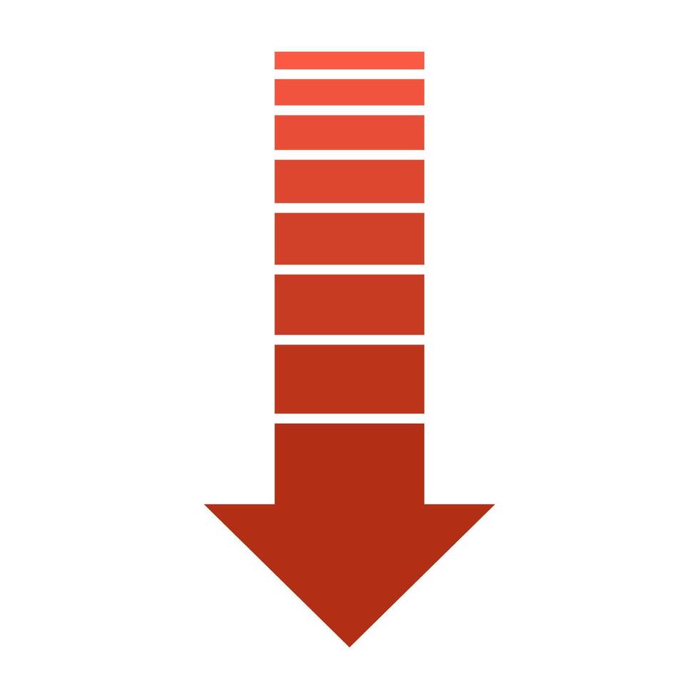 Red Down Arrow with Horizontal Stripes, crisis market collapse vector