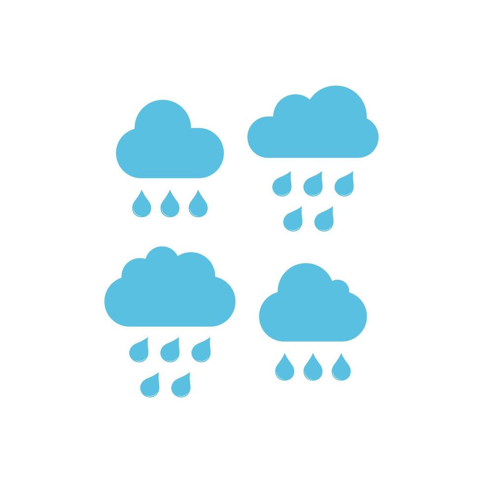 Rain Cloud Icons Set Design Template vector