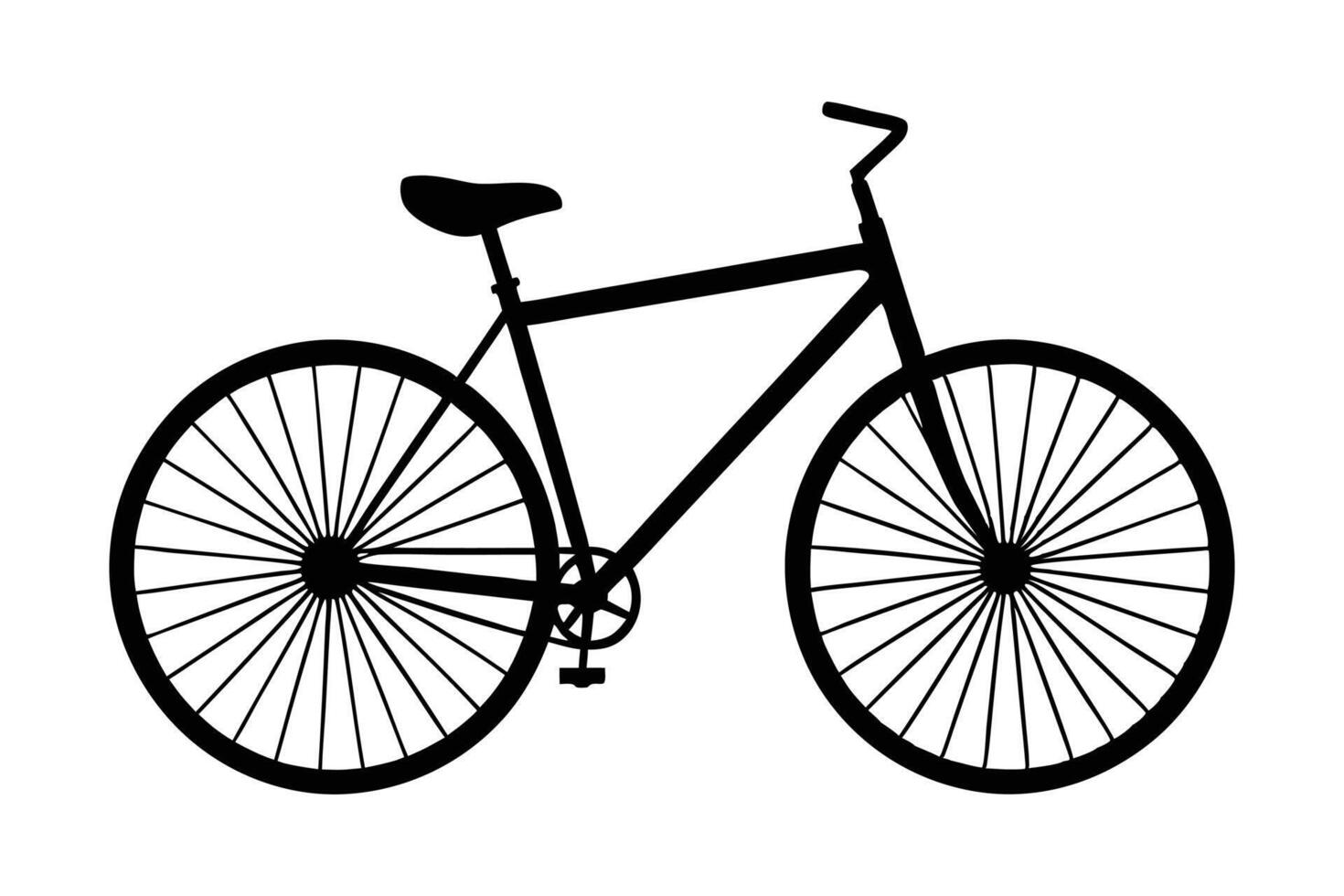 A simple, minimalist silhouette drawing of a bicycle, side profile vector