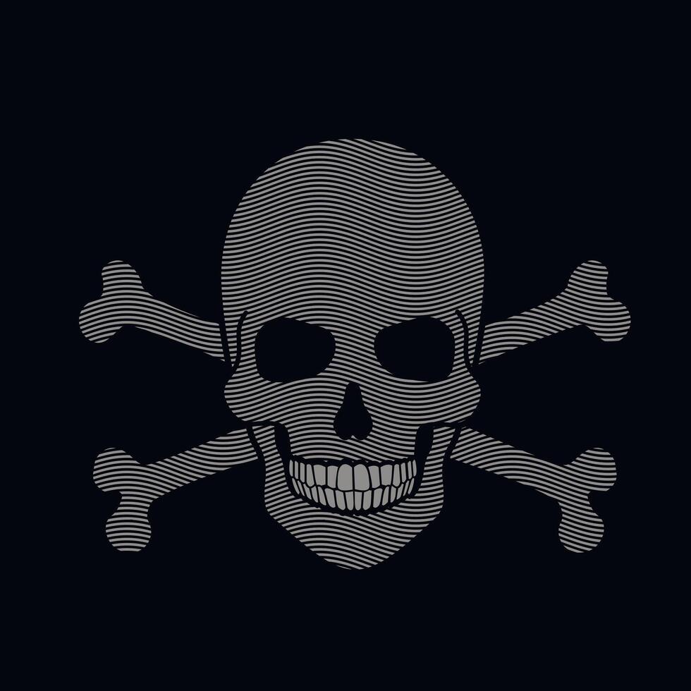 skull and bones in engraving style vector