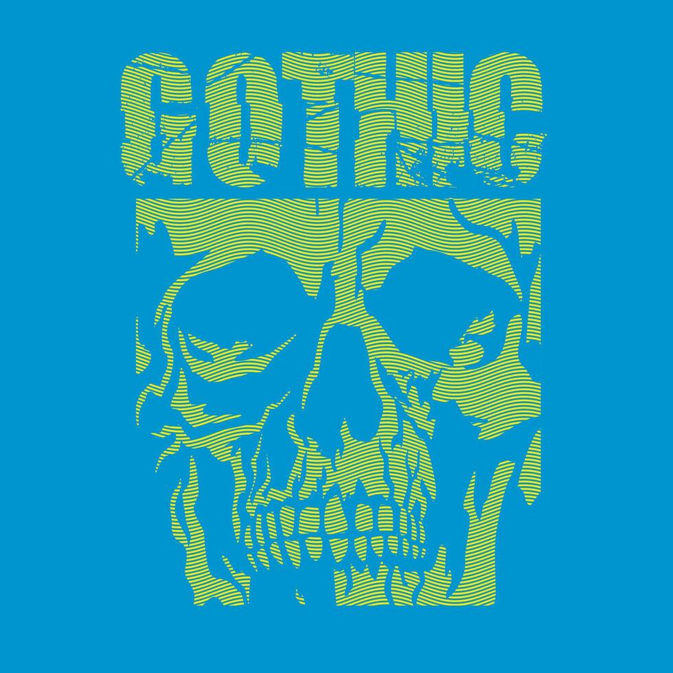 gothic skull in engraving style vector