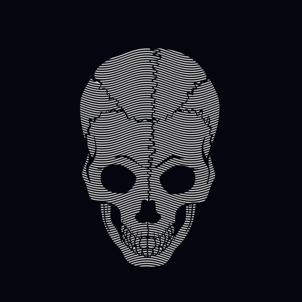 gothic skull with engraving texture vector