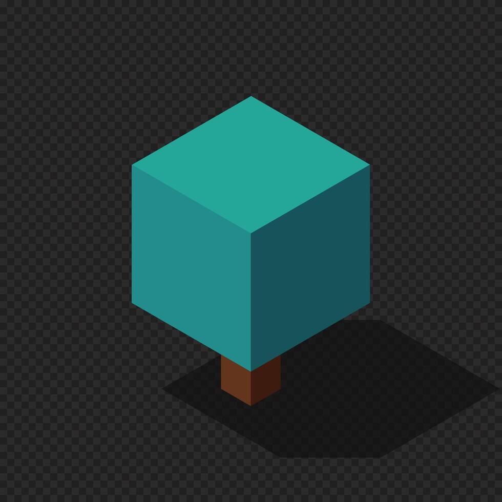 Isometric tree at night. Tree isometric elements. Isometric tree element for landscape design. Park element., vector