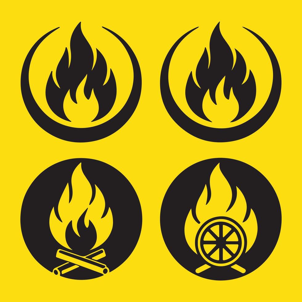 Fire Symbol Silhouette Icons Collection vector