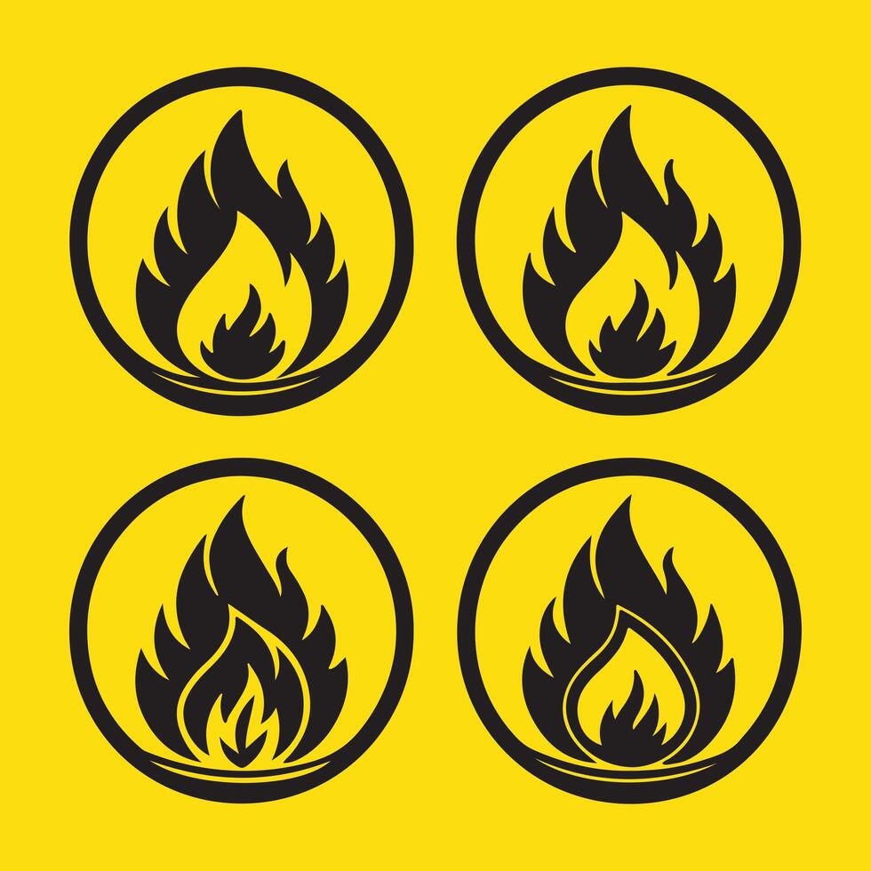 Fire Icon Silhouette Design for Projects vector