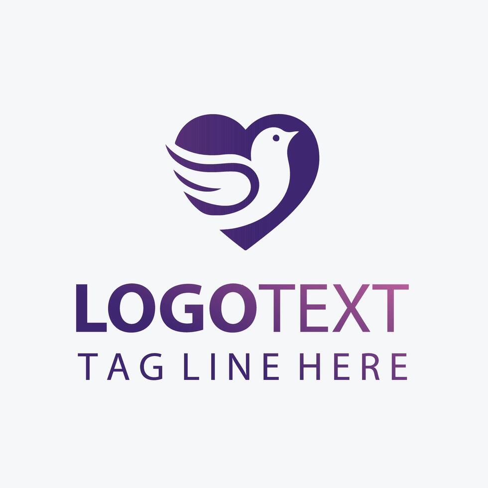 Fluttered Love love bird logo vector