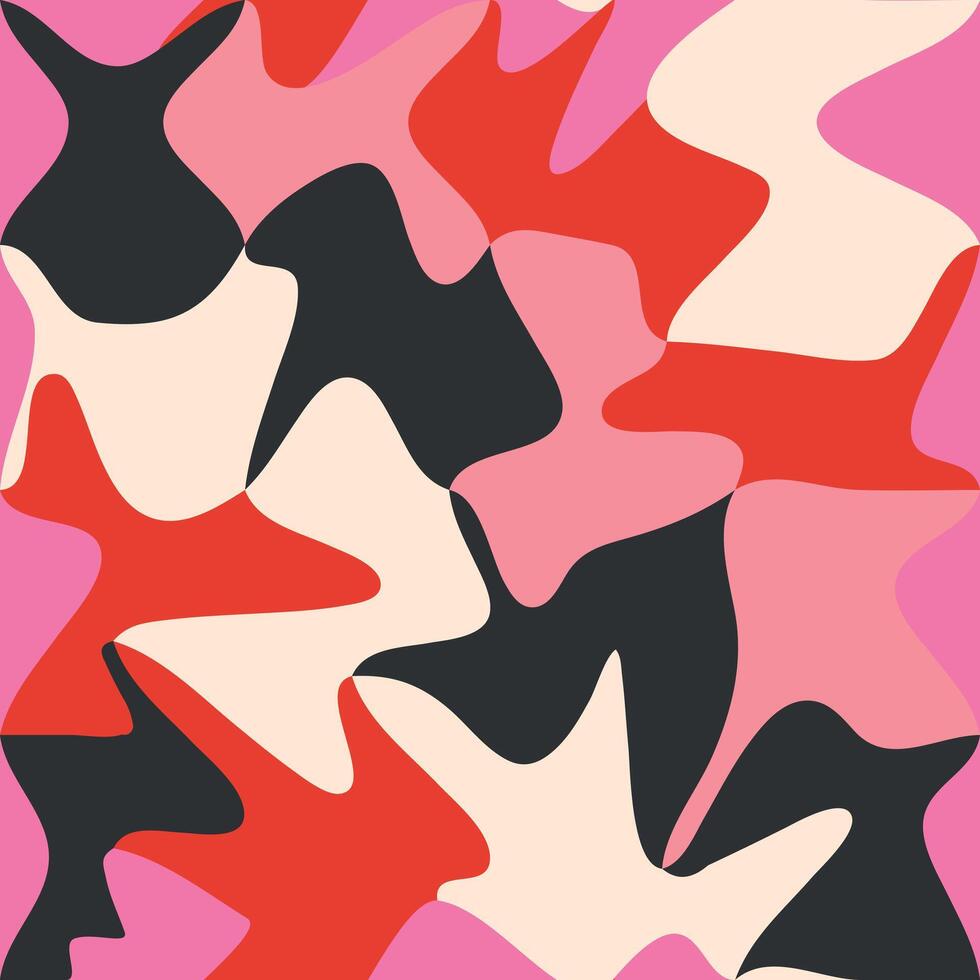 Seamless psychedelic groove and liquid pattern in retro style. Romantic background for Valentine's Day. vector