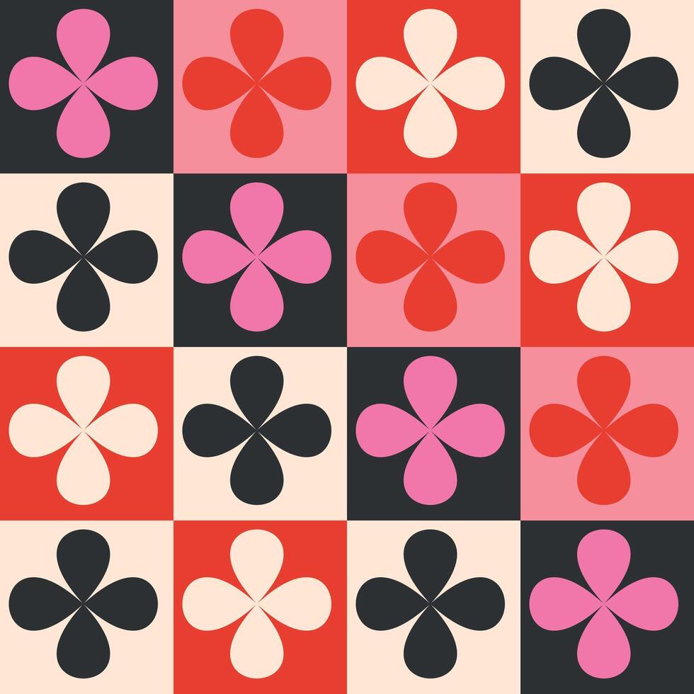 retro flowers seamless pattern vector