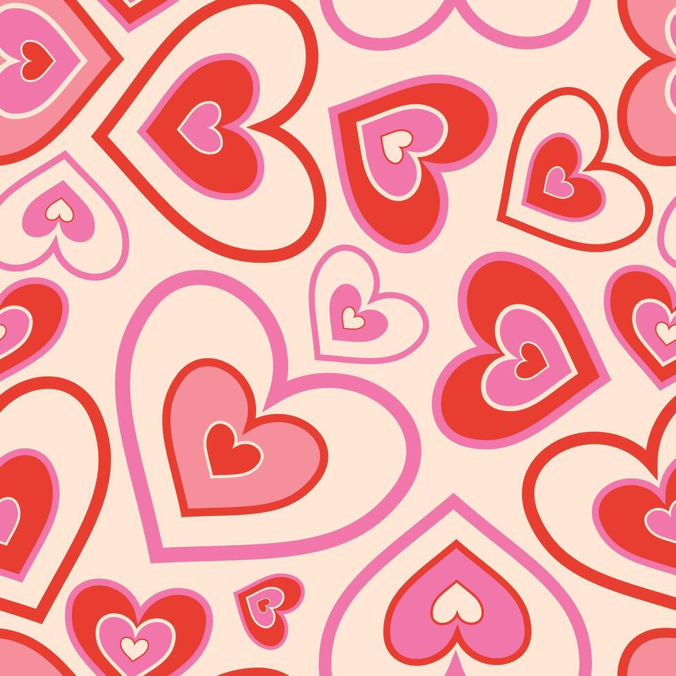 Retro playful Valentine pattern with hearts vector