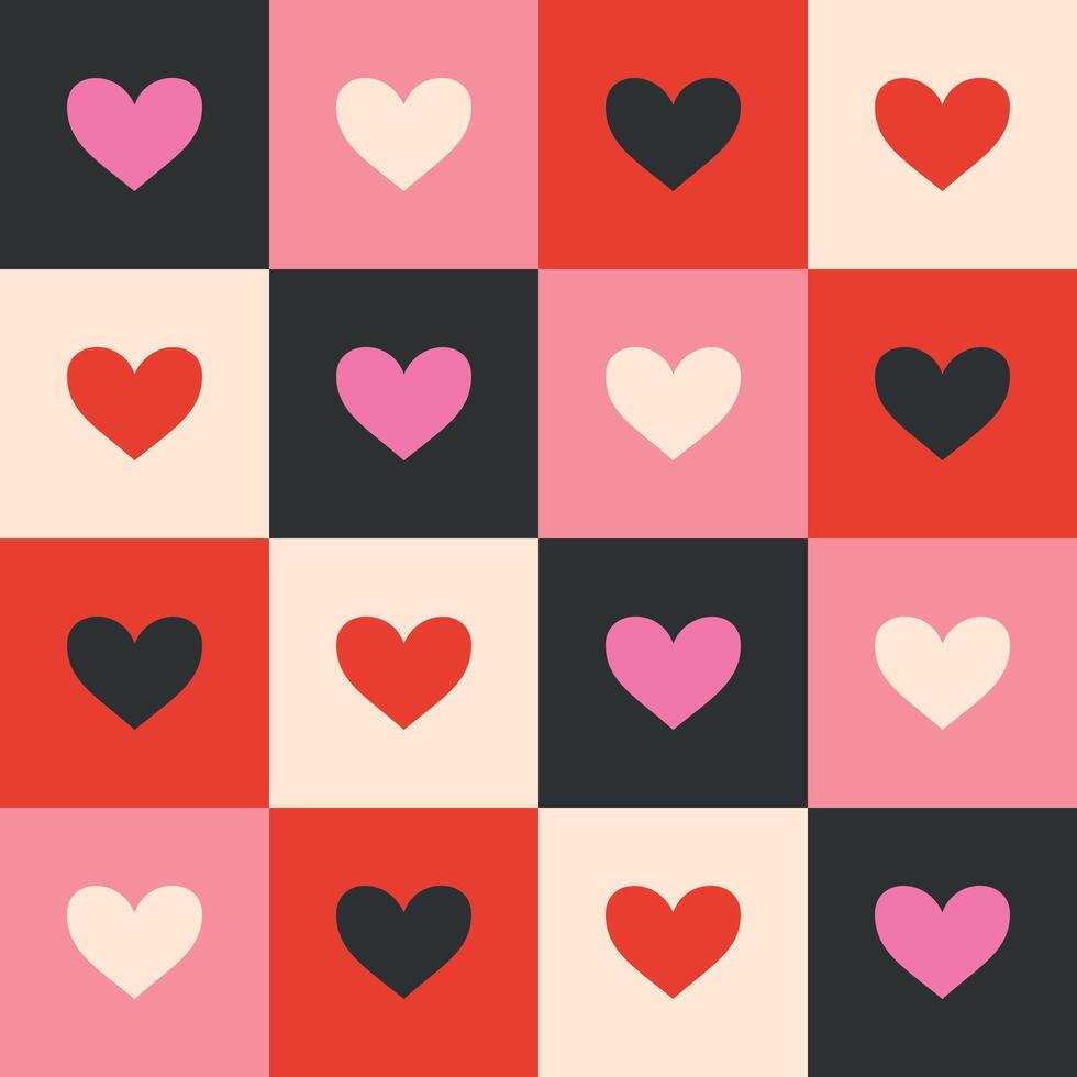 Geometrical retro pattern with hearts vector