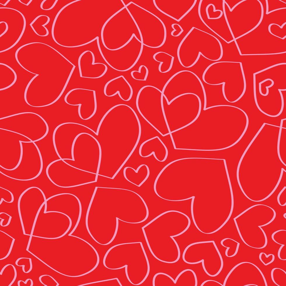 Red Valentine's Day seamless background with hearts vector
