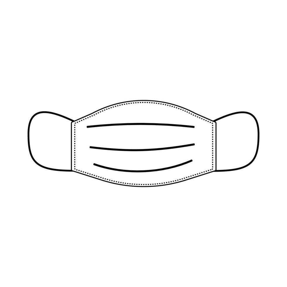 A hand drawn Mask with a black line design, isolated on a plain background. vector
