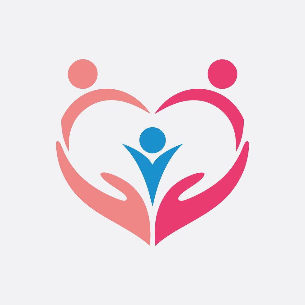 heart shaped logo with two people holding hands vector