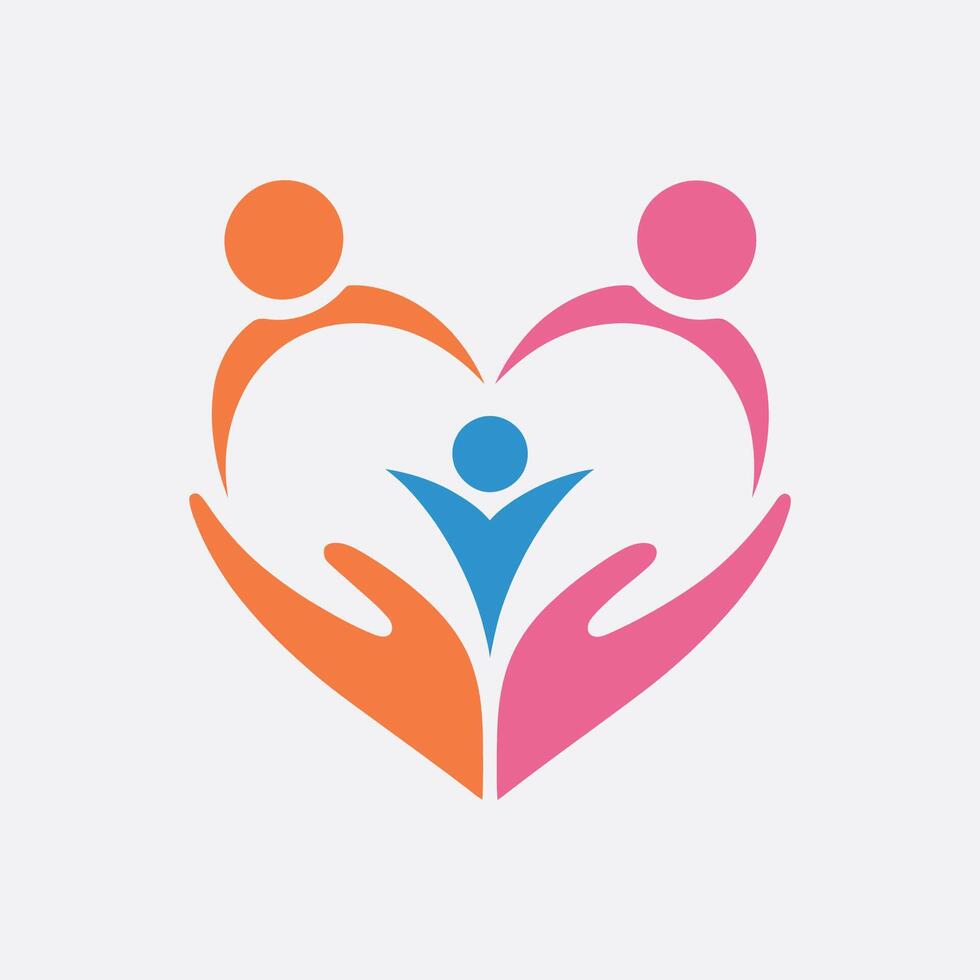 a family logo with two people holding hands in a heart shape vector