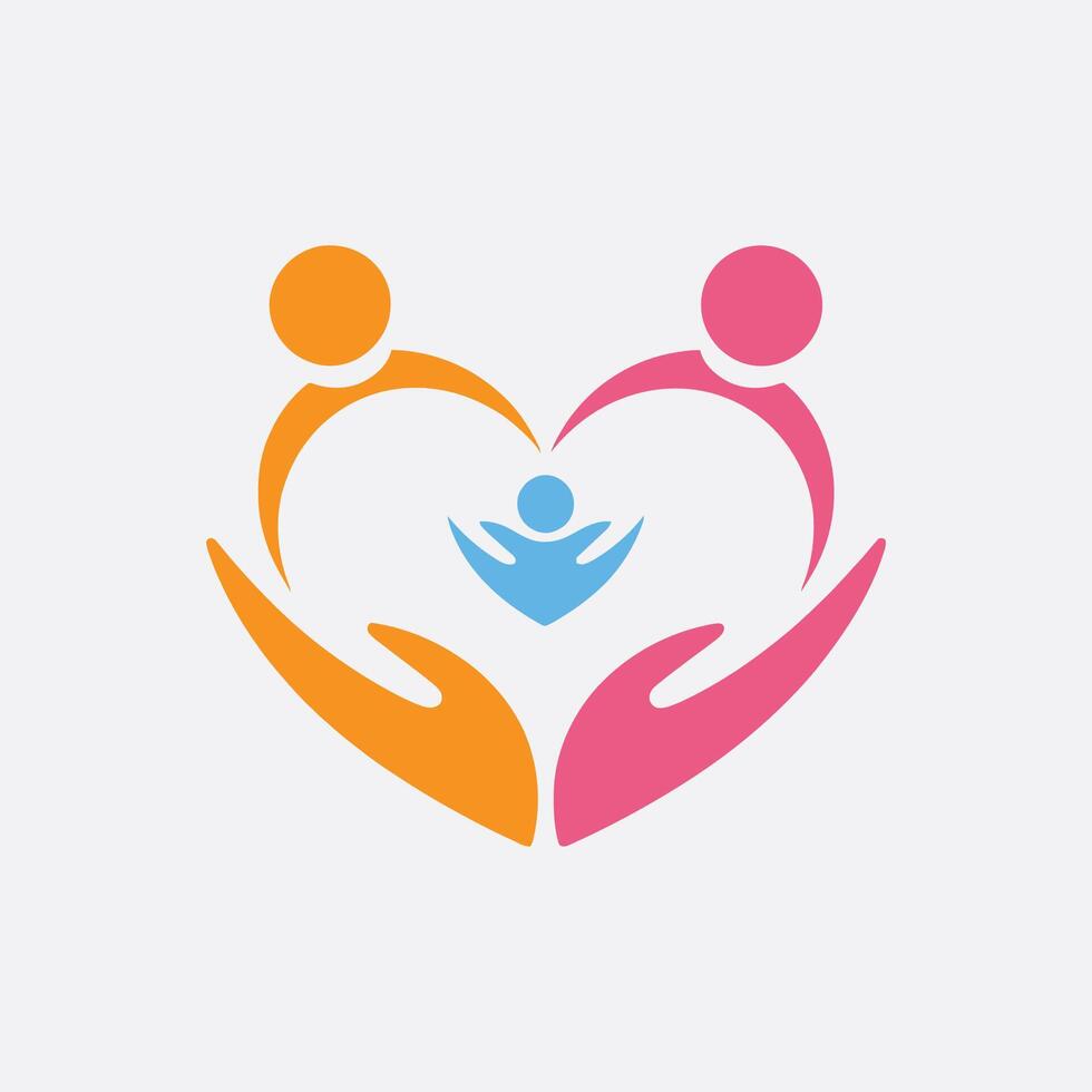 a family logo with two people holding hands icons vector