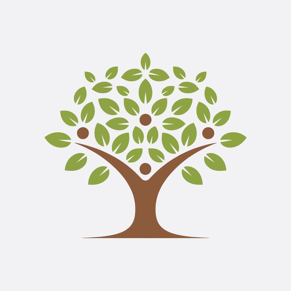 a tree with leaves and people on it vector