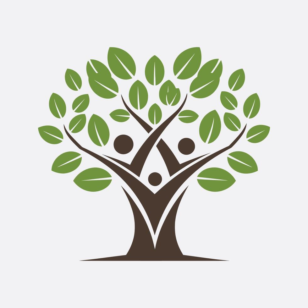 a family tree logo with leaves vector