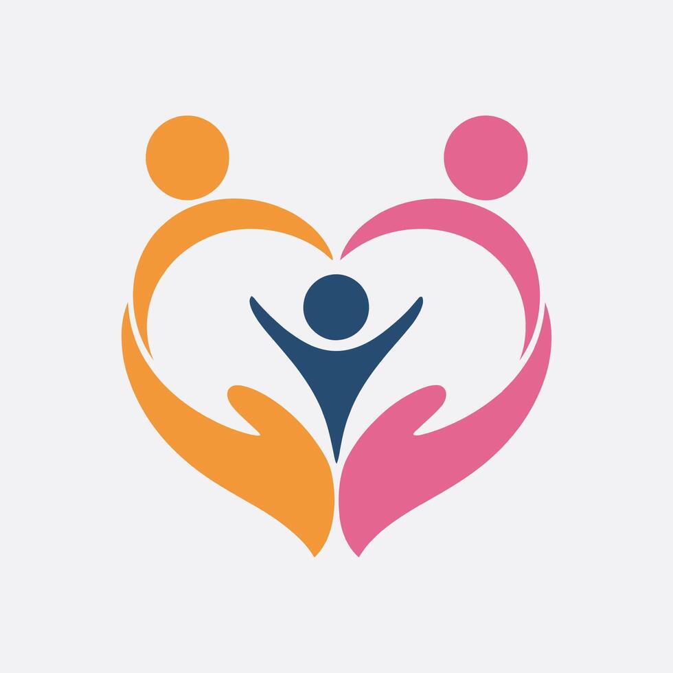 a heart shaped logo with two people holding hands logos vector