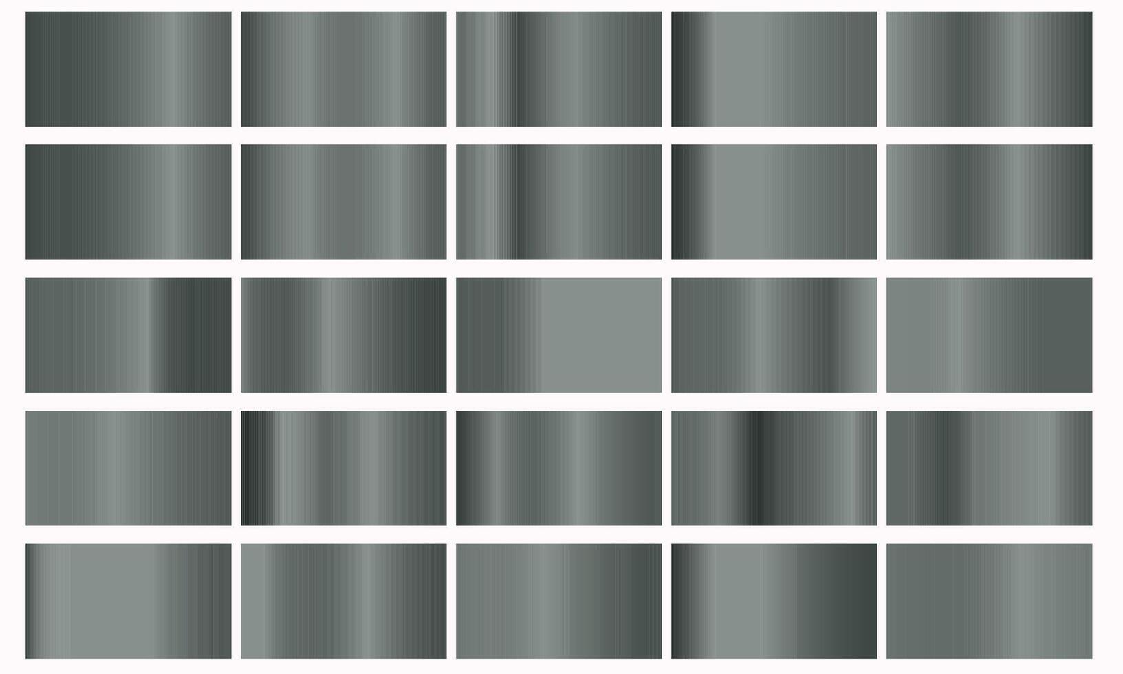 Set of silver metal gradients isolated on black background vector