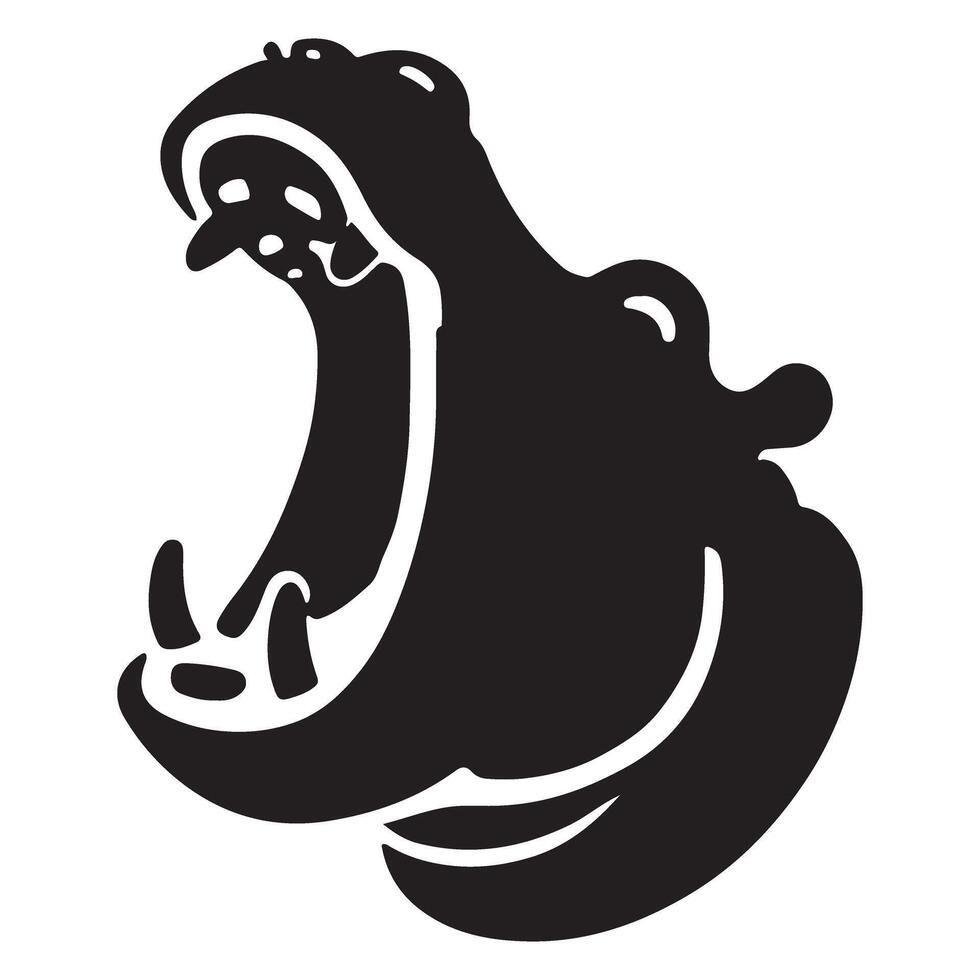 Aggressive Hippopotamus Silhouette Illustration Head vector