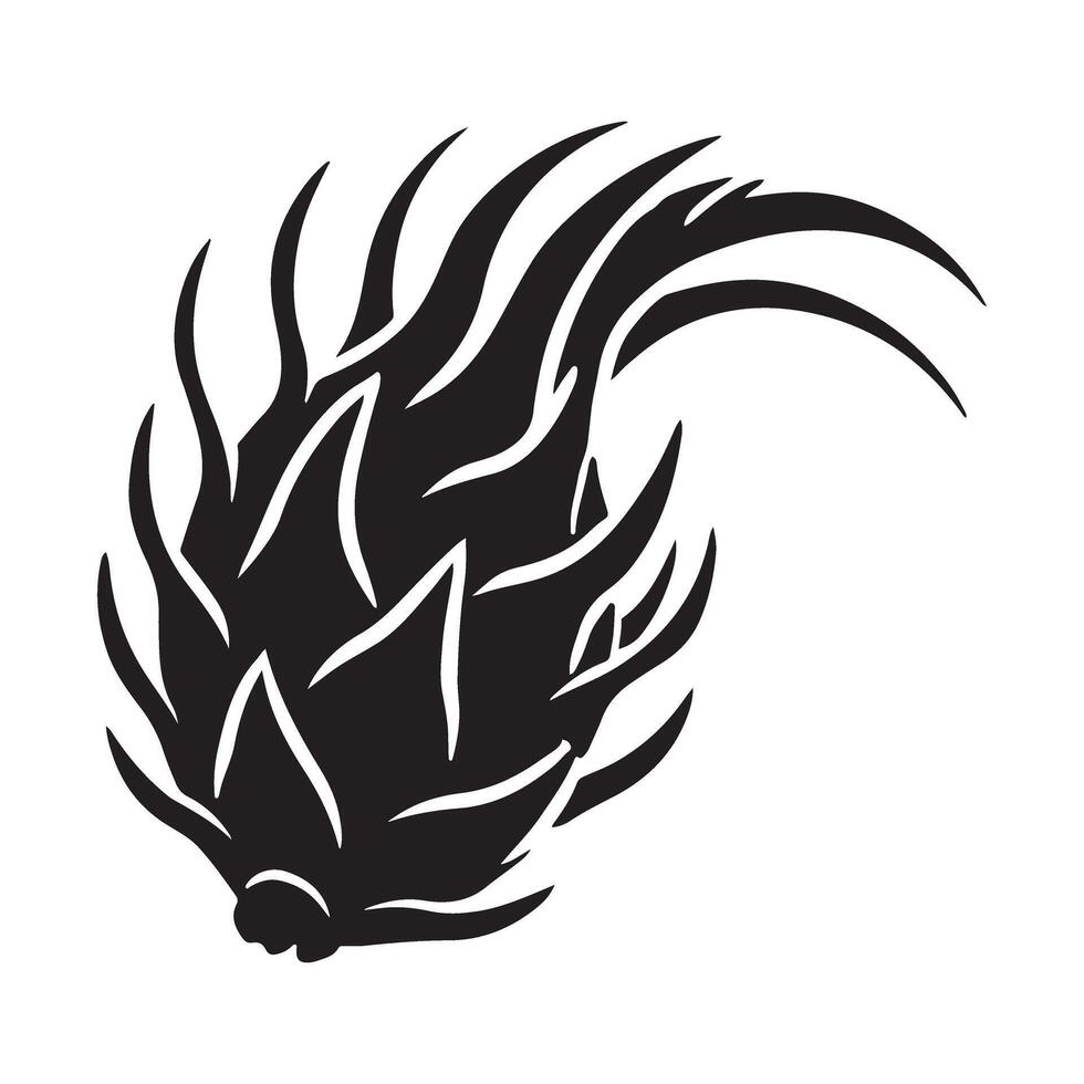Silhouette Illustration of a Dragon Fruit with Spiky Skin vector