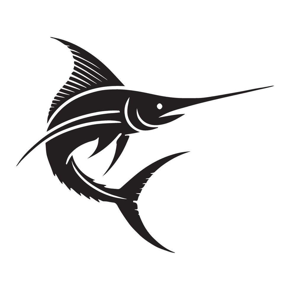 Elegant Marlin Fish Silhouette Leaping from the Water vector