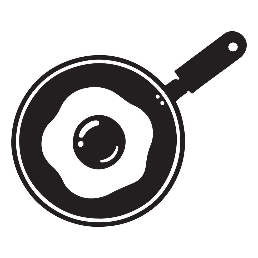 Silhouette Illustration of a Fried Egg in a Frying Pan vector
