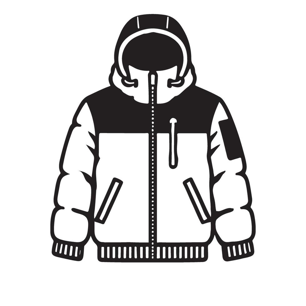 Stylish Two-Tone Winter Puffer Jacket Design vector