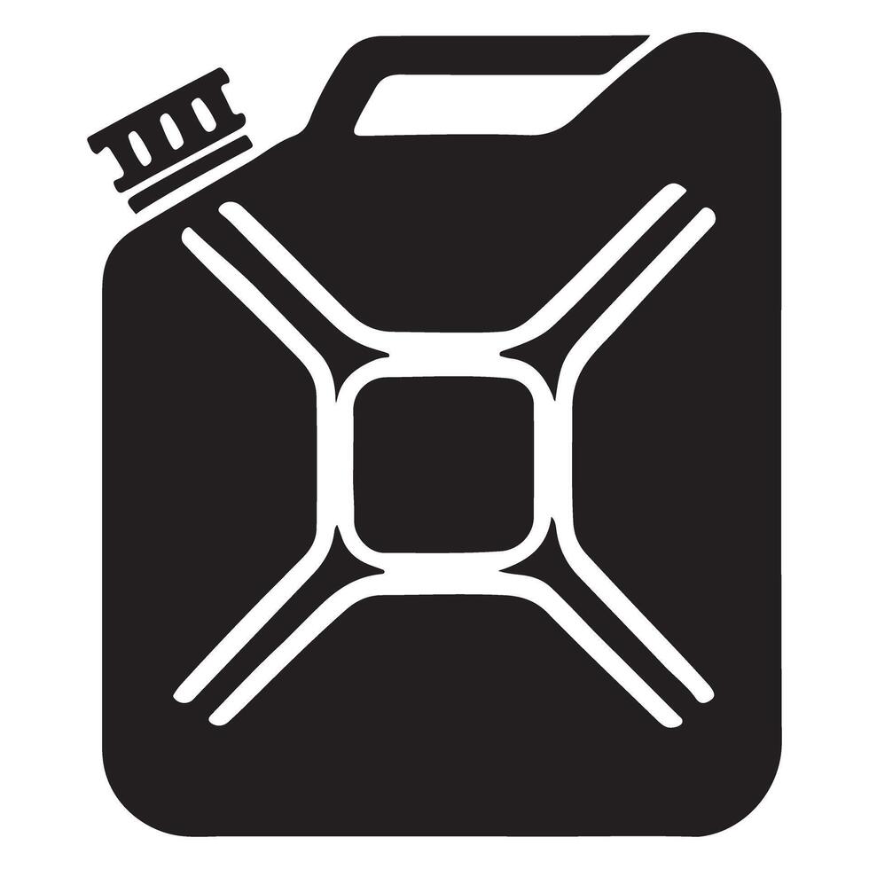 Jerrycan Silhouette Fuel Container Icon Black and White vector