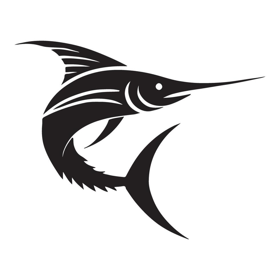 Silhouette Illustration of a Leaping Marlin Fish vector