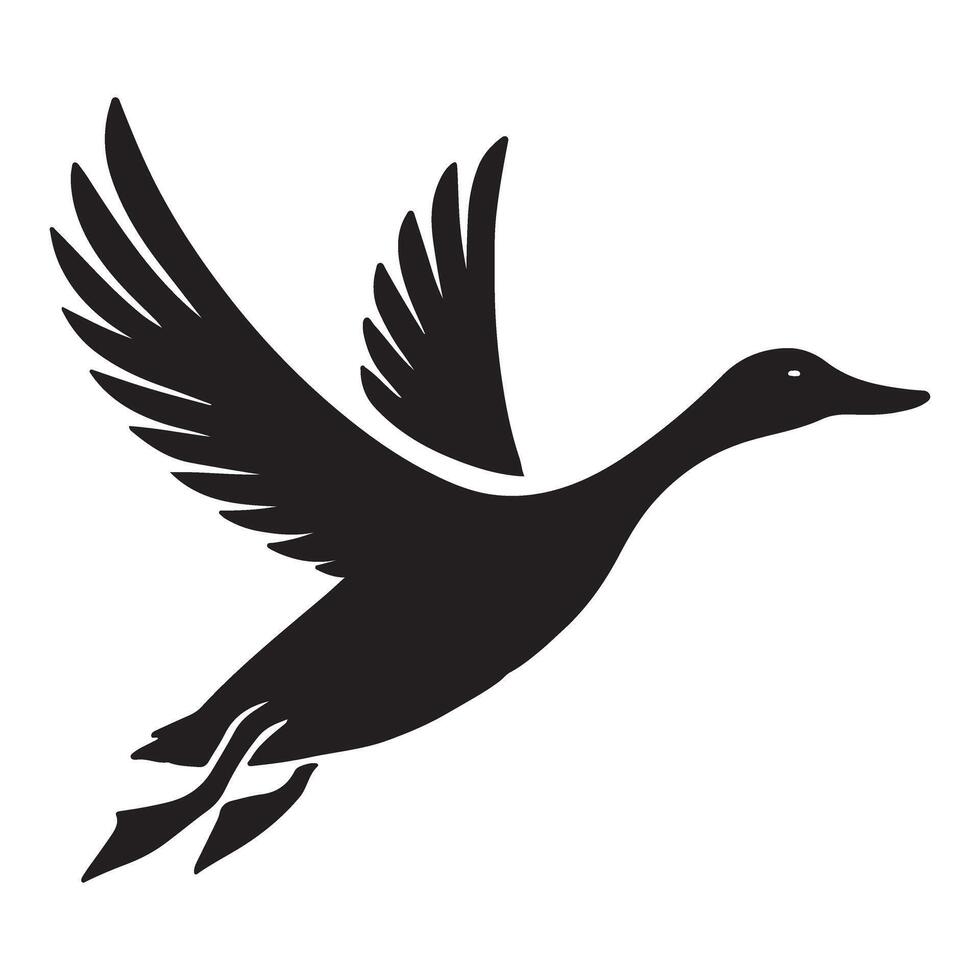 Elegant Flying Duck Silhouette Illustration vector