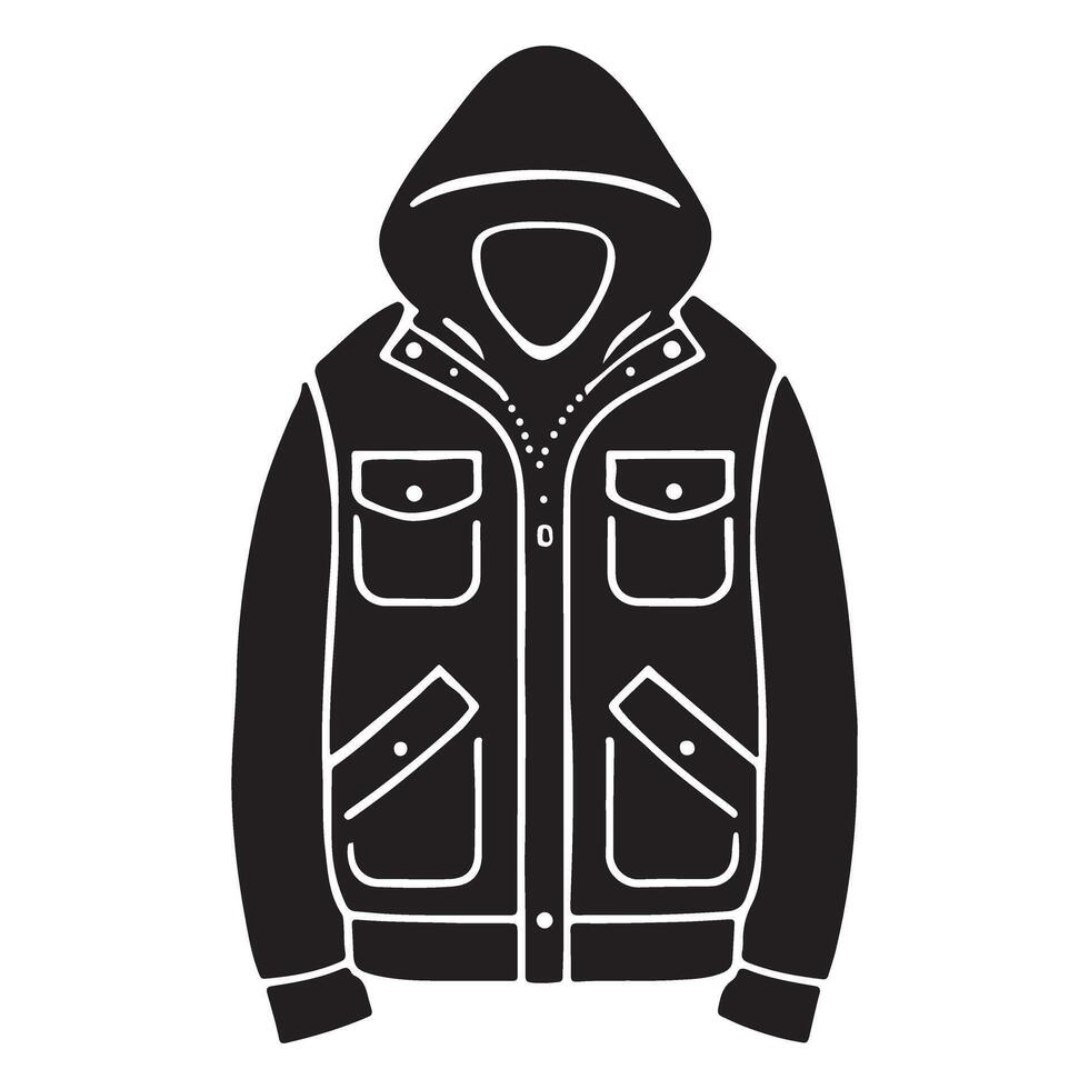 Hooded Jacket Silhouette for Fashion Design vector