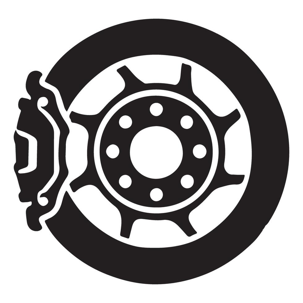 Disc Brake with Caliper Silhouette Art vector