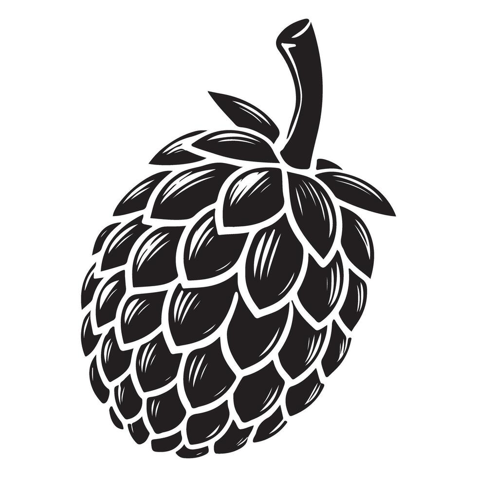Hop Cone Silhouette Illustration for Beer vector