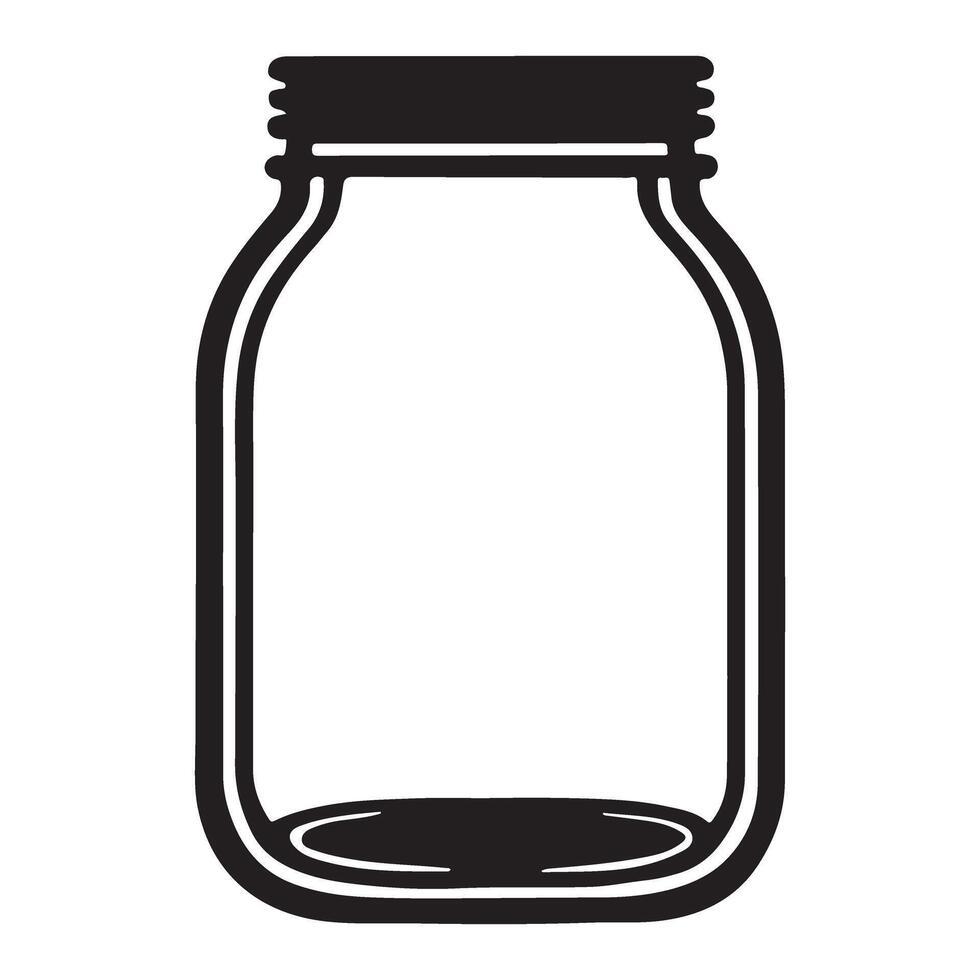 Empty Glass Mason Jar Silhouette Illustration vector
