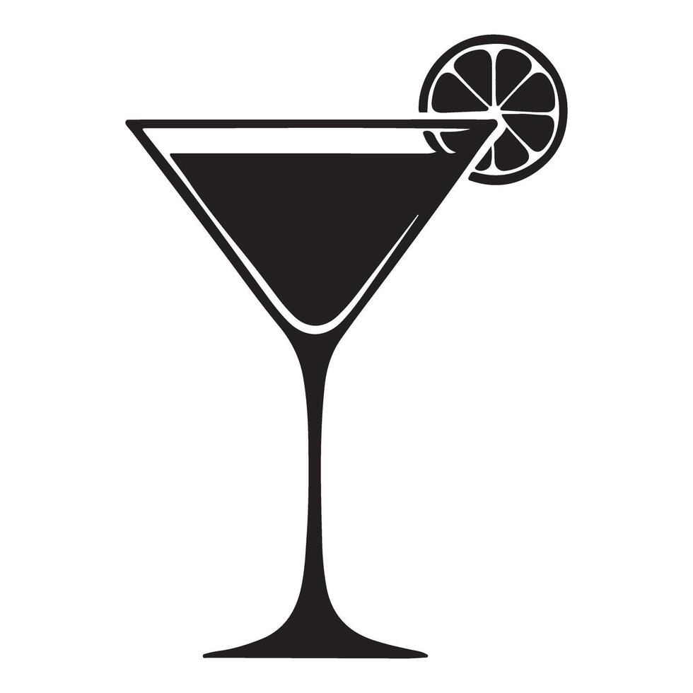 Martini Cocktail Silhouette with Lemon Twist vector