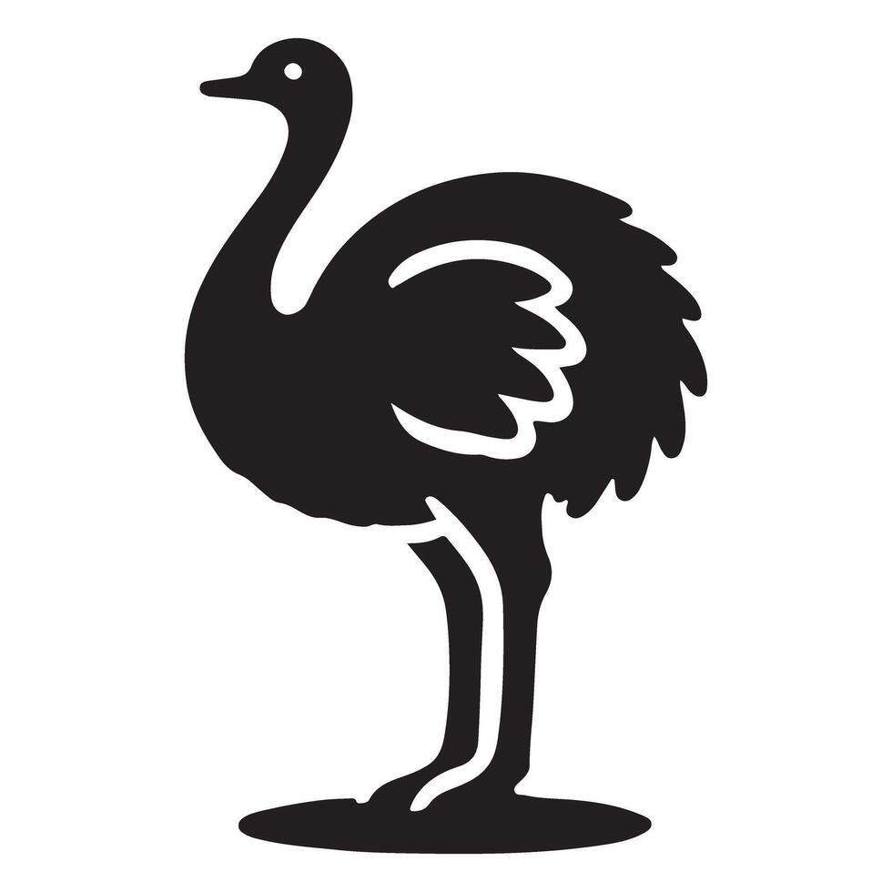 Emu Silhouette Australian Flightless Bird Illustration vector