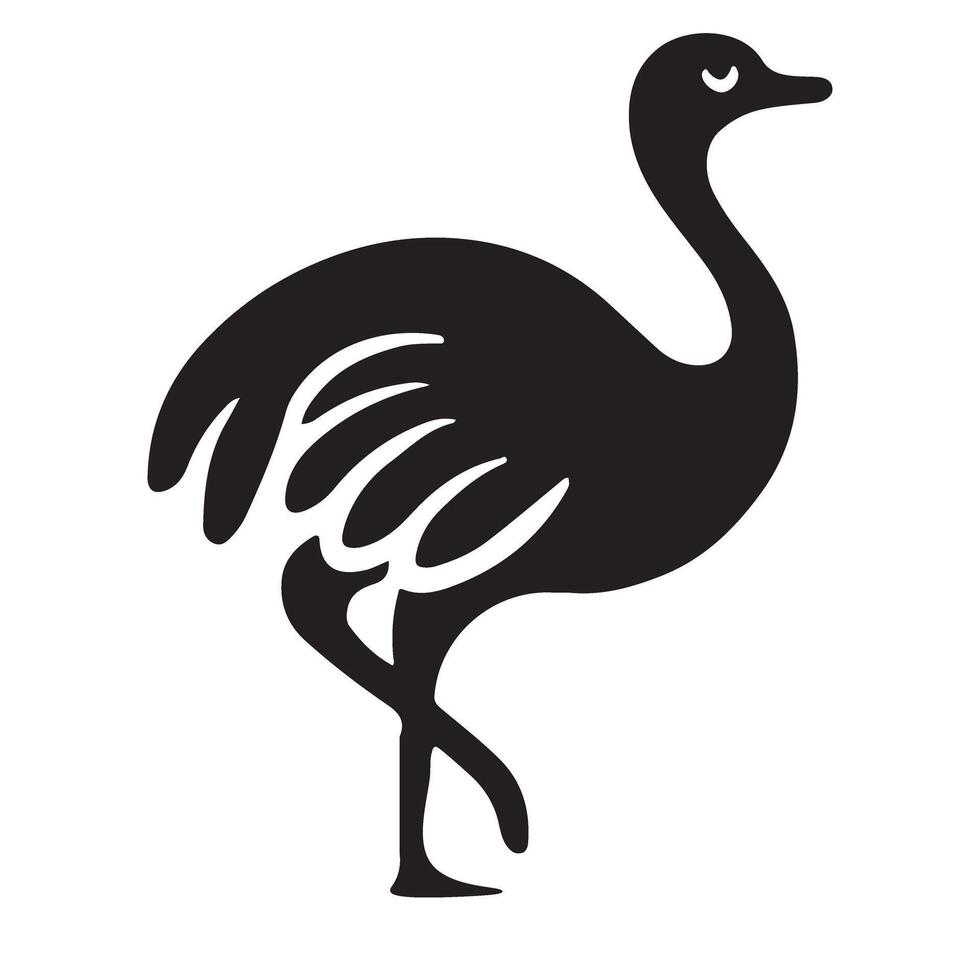 Elegant Ostrich Silhouette Illustration vector
