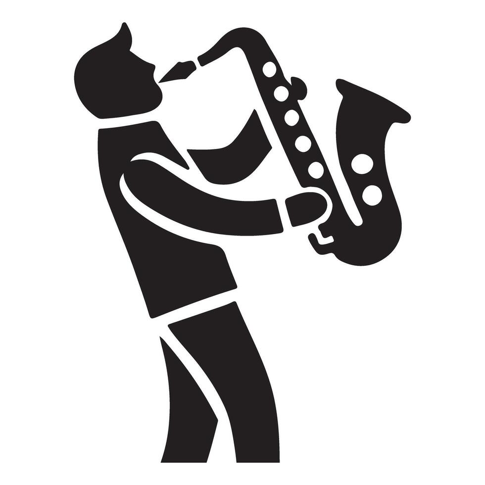 Saxophonist Silhouette Playing Musical Instrument vector