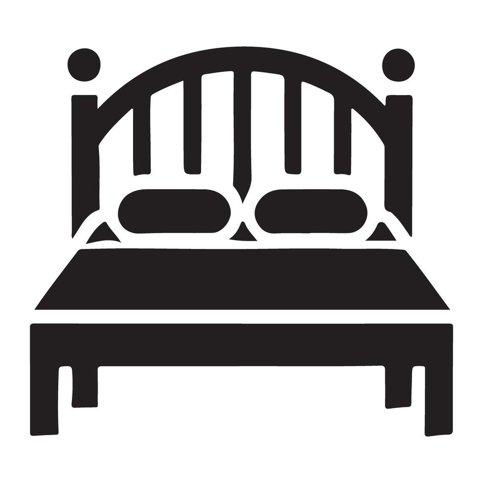 Silhouette of a Double Bed with Pillows vector
