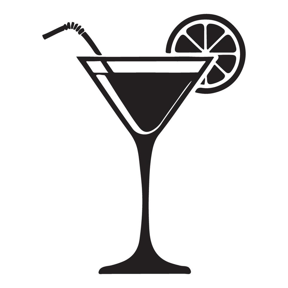 Martini Cocktail Silhouette Illustration Elegant Drink Design vector